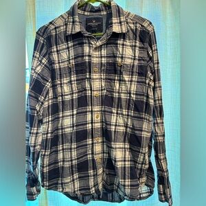 American Eagle Outfitters Blue and White Checkered Shirt